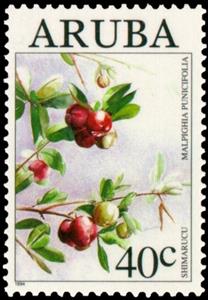 Stamp, Malpighia punicifolia, Aruba,  