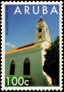 Stamp, Protestant Church, 1846,, Aruba,  , Churches - Cathedrals - Basilicas - Chapels