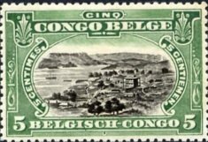 Stamp, type 'Mols' bilingual stamps, changed frame, Belgian Congo,  , Landscapes, Ports, Coastal Areas
