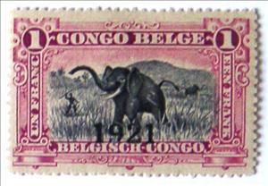 Stamp, African Elephant (Loxodonta africana) - overprinted, Belgian Congo,  , Elephants