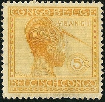 type 'Vloors' headdress of Ubangi Woman