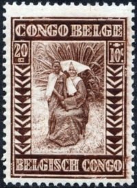 Stamp, The droplet milk, Missionary & indigenous child, Belgian Congo,  