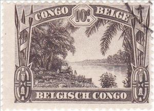 Stamp, Sankuru river, Belgian Congo,  