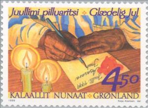 Stamp, Writing letter, Greenland,  , Christmas, Lamps and Candles, Letters (Mail)