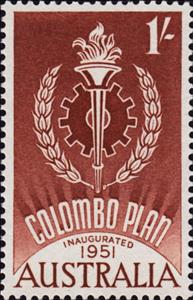 Stamp, Emblem of the Colombo Plan, Australia,  
