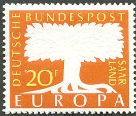 Stamp, Tree, Germany, Saarland,  , C.E.P.T., Europe