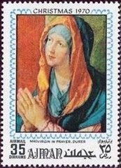 Stamp, Praying virgin, by Albrecht Dürer, Ajman,  