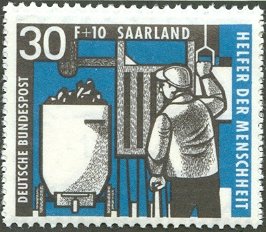 Stamp, Miner at drawing pit, Germany, Saarland,  