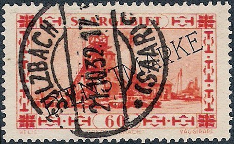 Stamp of 1927 overloaded DIENSTMARKE