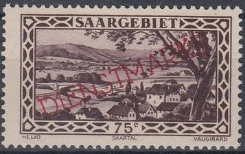 Stamp of 1927 overloaded "DIENSTMARKE"