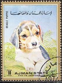 Stamp, Beagle, Ajman,  , Dogs