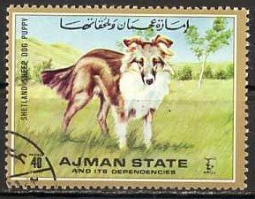 Stamp, Shetland, Ajman,  , Dogs