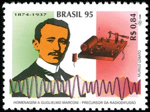 Stamp, Tribute Guglielmo Marconi, Brazil,  