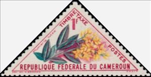 Stamp, Plumeria lutea, Cameroun,  , Flowers, Triangle Stamps