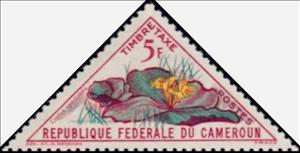 Stamp, Costus spectabilis, Cameroun,  , Flowers, Plants (Flora), Triangle Stamps