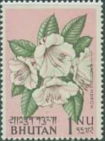 Stamp, Rhododendron, Bhutan,  , Flowers
