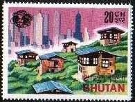 Skyline of NYC and Bhutanese village