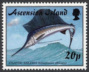 Stamp, Atlantic Sailfish (Istiophorus albicans), Ascension Island,  