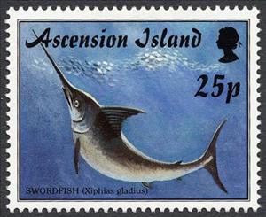 Stamp, Swordfish (Xiphias gladius), Ascension Island,  