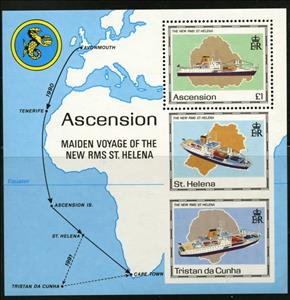 Souvenir Sheet, New RMS St Helena, Ascension Island,  , Ships
