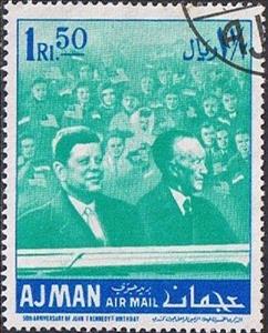 Stamp, Kennedy during his visit to Germany (1963), Ajman,  