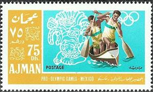 Stamp, Canoing, Ajman,  , Olympic Games