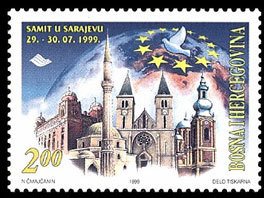 Stamp, Summit in Sarajevo, Bosnia and Herzegovina,  