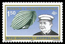 Stamp, The 100 Years of First Zeppelin Flight, Bosnia and Herzegovina,  , Zeppelins