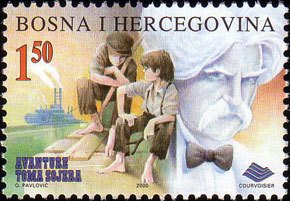 Stamp, The 90 Years of Death of Mark Twain, Bosnia and Herzegovina,  