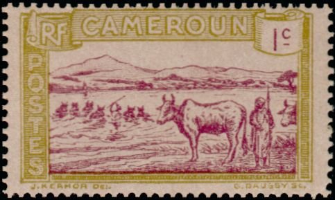 Stamp, Cattle Crossing a River, Cameroun,  , Landscapes, Rivers, Cattle, Animals (Fauna)