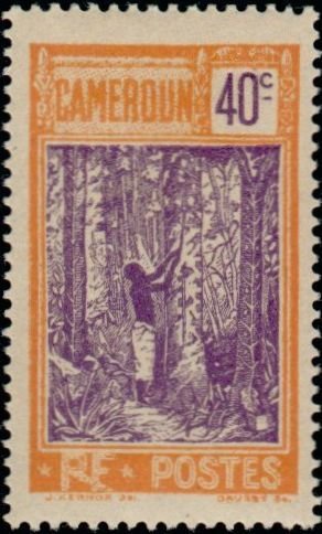 Stamp, Recolte du caoutchouc-Harvest of rubber, Cameroun,  