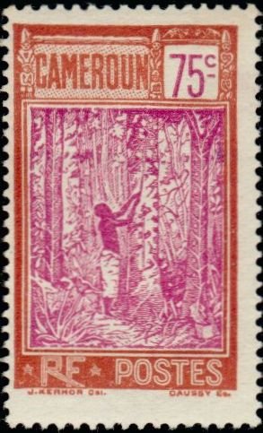 Stamp, Recolte du caoutchouc-Harvest of rubber, Cameroun,  