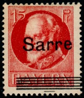 Stamp, overloaded SARRE, Germany, Saarland,  