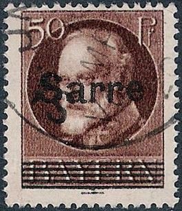 Stamp, overloaded SARRE, Germany, Saarland,  