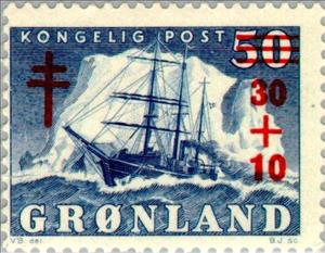 Stamp, Combat against TBC, Greenland,  , Ships, Vehicles, Sailing Ships