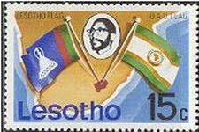 Stamp, Flags of Lesotho and Organization of African Unity., Lesotho,  , Flags