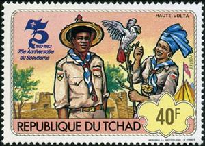 Stamp, 75th Anniversary of Scouting, Chad,  , Scouting