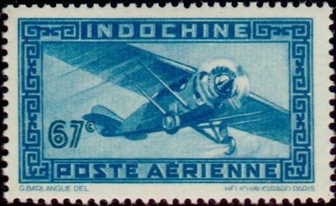 Stamp, Single-engine airplane, French Indochina,  , Aircrafts