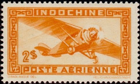 Stamp, Single-engine airplane, French Indochina,  , Aircrafts