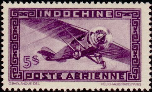 Stamp, Single-engine airplane, French Indochina,  , Aircrafts