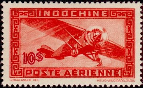 Stamp, Single-engine airplane, French Indochina,  , Aircrafts