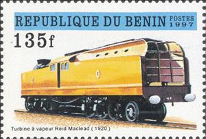 Stamp, Steam turbine, Reid Maclead, 1920, Benin,  , Railways