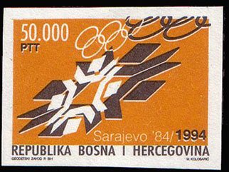Stamp, Emblem of Winter Olympic Games, Bosnia and Herzegovina,  , Olympic Games