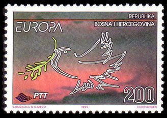 Stamp, Stylized Bird, Bosnia and Herzegovina,  , C.E.P.T., Europe