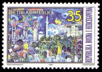Stamp, Four Religions in Bosnia and Herzegovina, Bosnia and Herzegovina,  