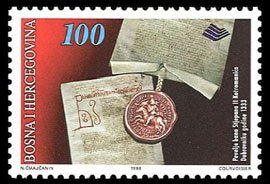 Stamp, Charter of Ban Stjepan II Kotromanic to Dubrovnik, Bosnia and Herzegovina,  