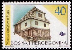 Stamp, House With Living Area Upstairs, Bosnia and Herzegovina,  , Architecture