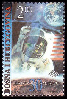 Stamp, The 30 Years of Landing First Man on The Moon, Bosnia and Herzegovina,  