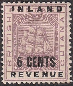 Stamp, Inland Revenue,Ovprt Type I, Guyana,  
