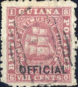 Stamp, Overprinted in Black, Guyana,  